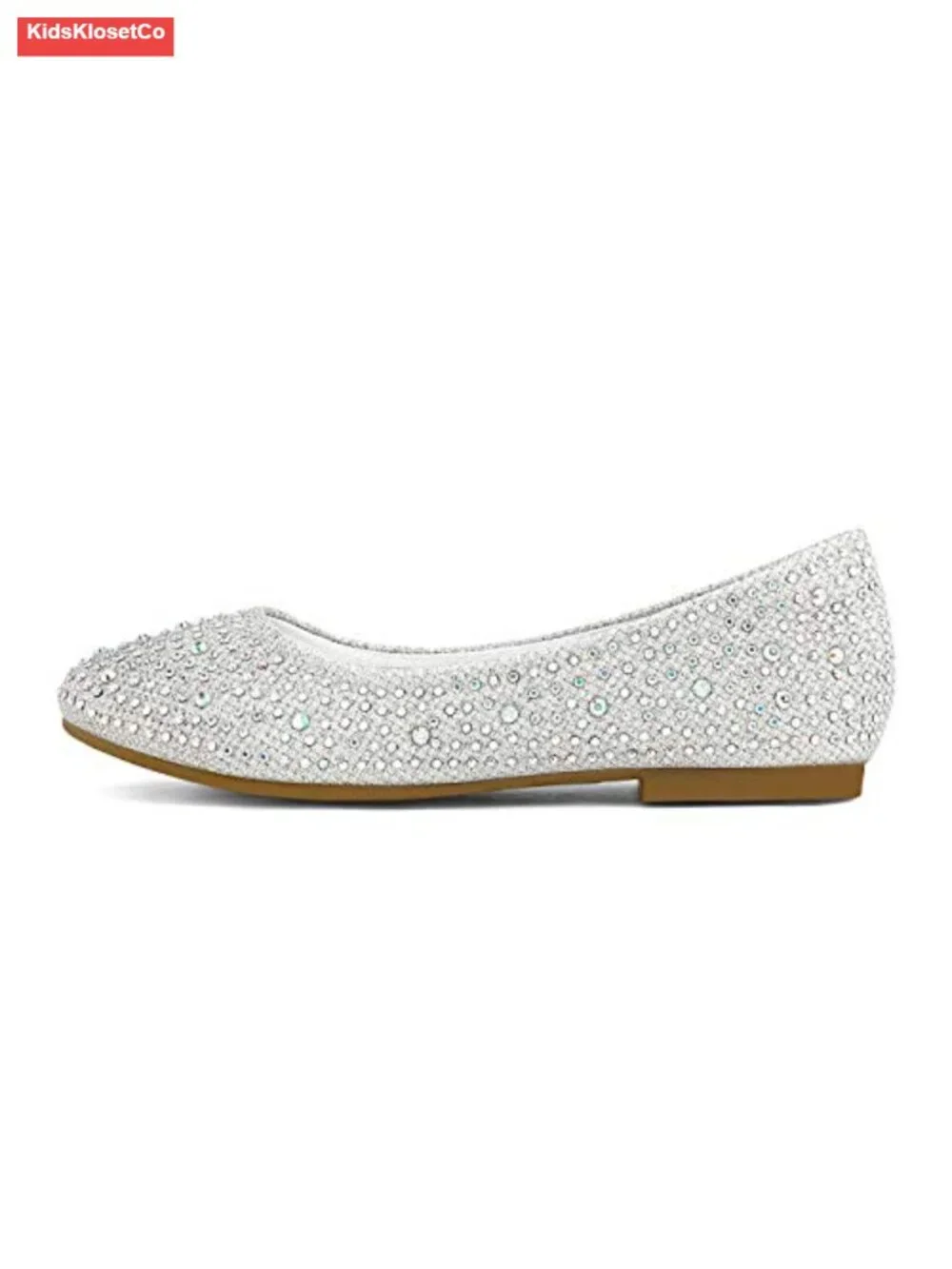 Girls Ballet Flats Slip-On Dress Shoes Rhinestone Glitter TPR Sole
